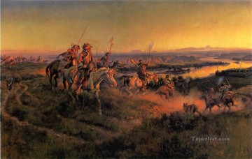 ローブ・トレード・カウボーイ・インディアンの敬礼 チャールズ・マリオン・ラッセル インディアナ州 Oil Paintings